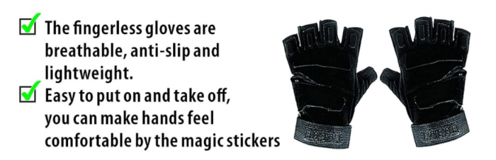 Fingerless Leather Work Gloves with Gel Pads